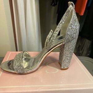 Strapless Glitter Heeled Sandal